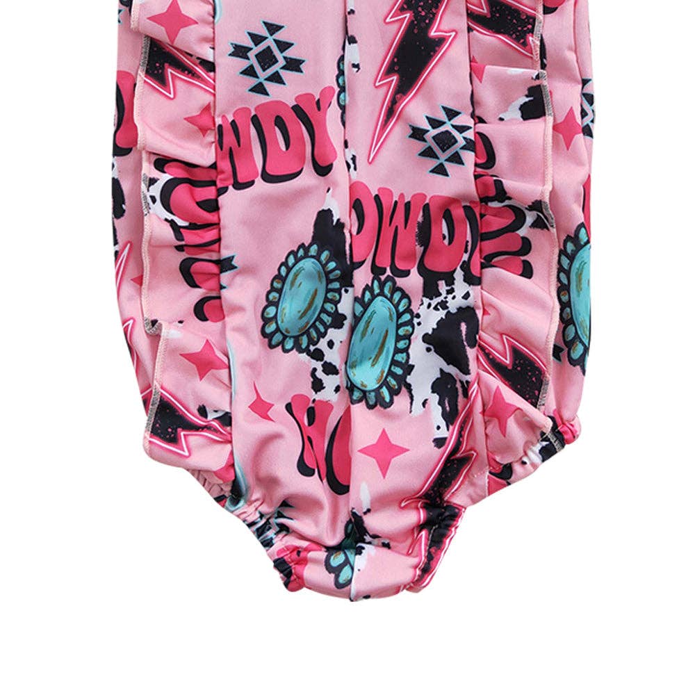 Aier Wholesale - Wholesale One Piece Swimsuit - Kids - Baby Girls Summer Western Howdy One Piece swimsuits8