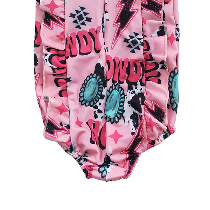 Aier Wholesale - Wholesale One Piece Swimsuit - Kids - Baby Girls Summer Western Howdy One Piece swimsuits8