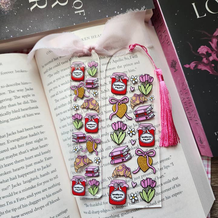 Books are my Jam Acrylic Bookmark| Book Accessories for wholesale by Sun Moon & Stars Co.