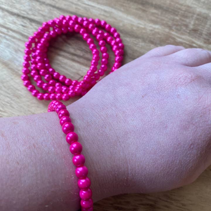 Bright Pink- Set of 5 Stretch Bracelets for wholesale by Kate Simpson Designs