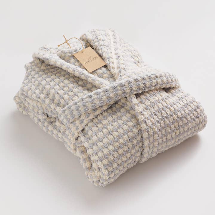 YURTLUS - Wholesale Robe – Unisex - Bubble Handwoven Robe,Pompom Bathrobe Handloom 100% Cotton 34