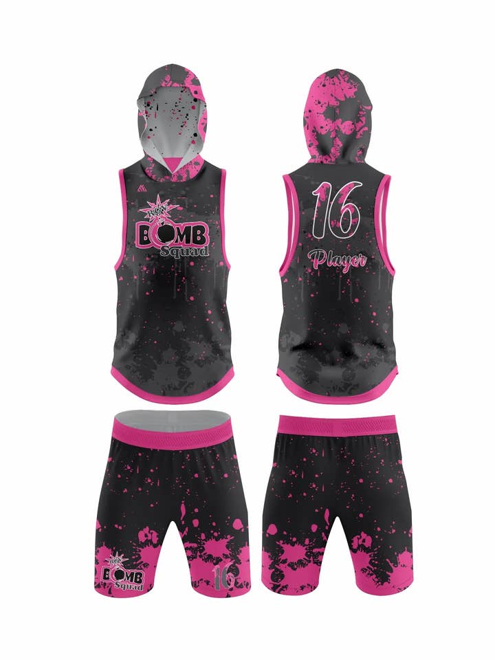 Bomb Squad Pink 7v7 Flag Football Uniform for wholesale by Midfield Apparel LLC