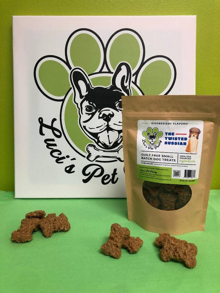 Twisted Russian "Corned Beef Dog Biscuits" 6 oz. Treat Bag for wholesale by Luci's Pet Pantry