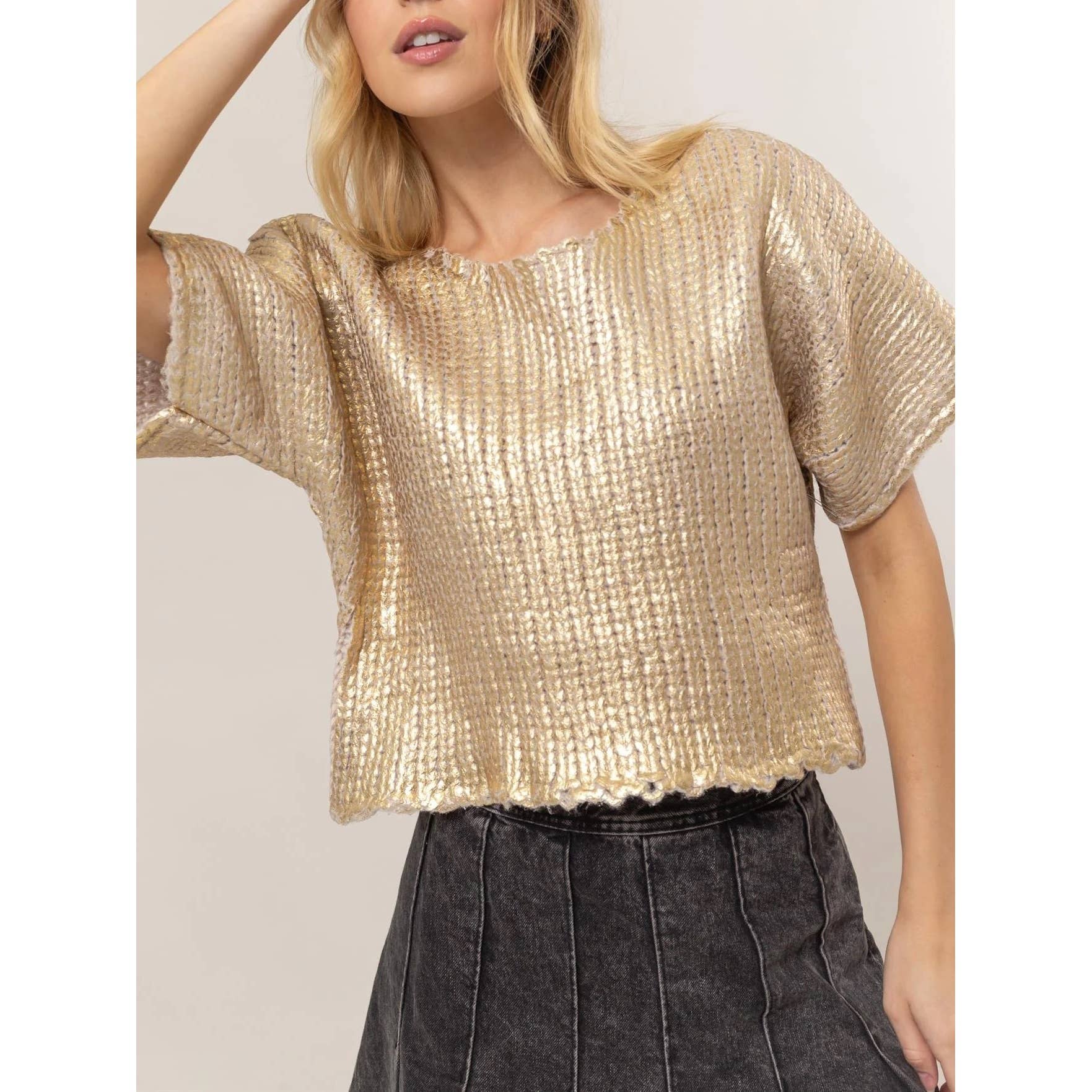 Apolline - Wholesale Knit Sweater - Women's - Metal Coated Knit Sweater0