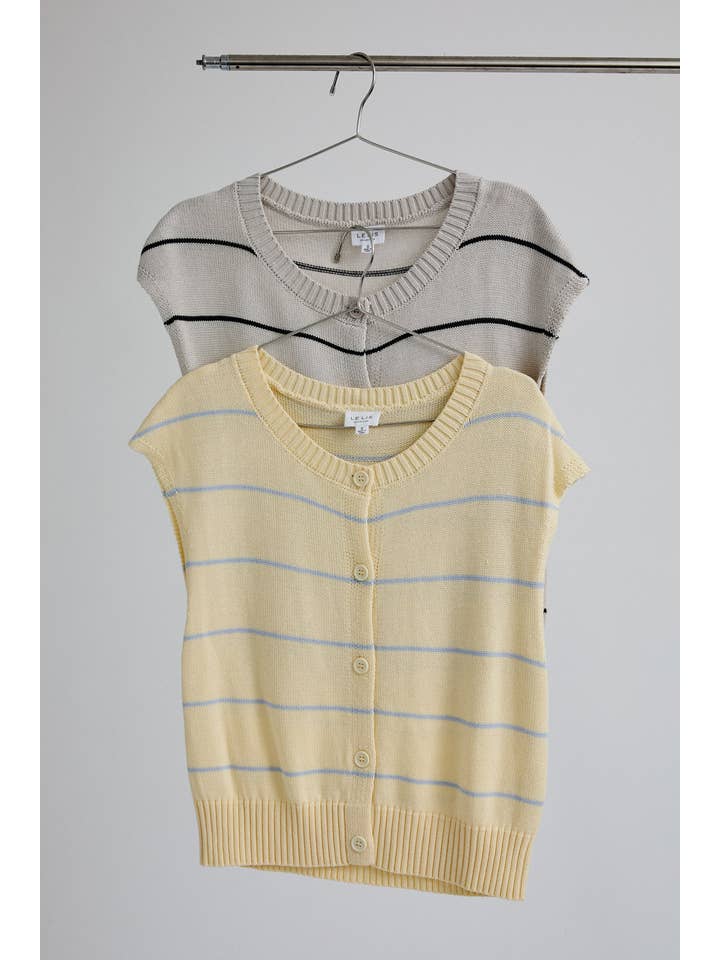 LE LIS - Vente Pull en maille – femme - TOP EN MAILLE SANS MANCHES À COL ROND ET BOUTONS DEVANT15