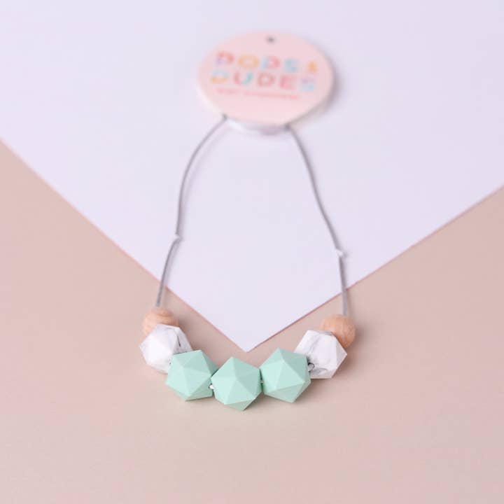 Mint marble teething necklace for wholesale by Pops and Dudes