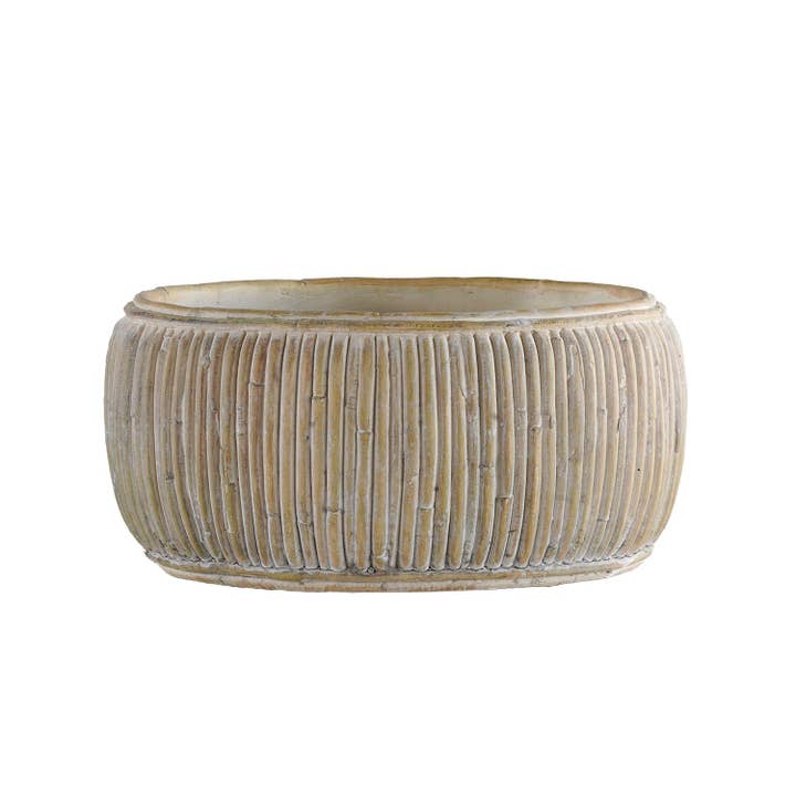 Blue Ocean Traders - Wholesale Plant Pot - Concrete Faux Rattan Planter, Shallow3