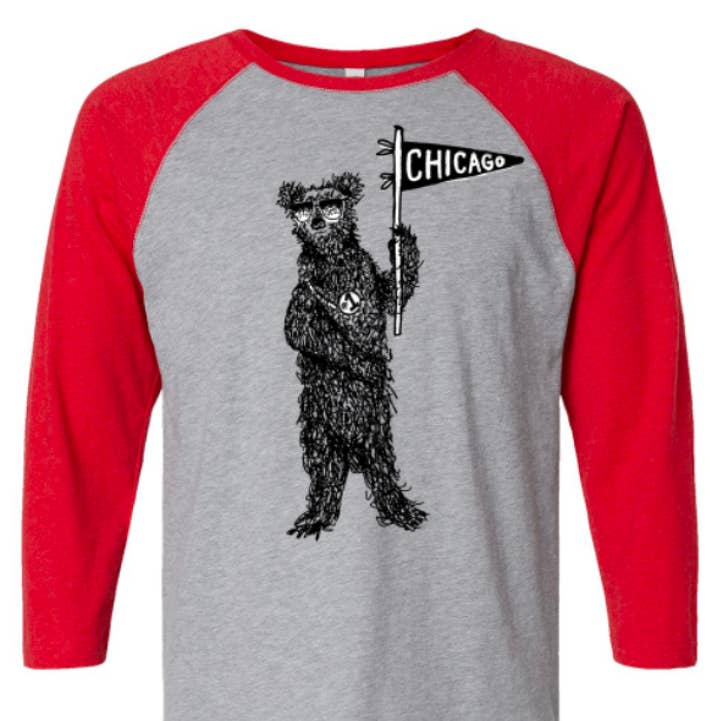 Megan Lee Designs - Wholesale Screen Printed T-Shirt - Unisex - Unisex : Chicago Bear Raglan Baseball Tee Free Shipping Cubs0