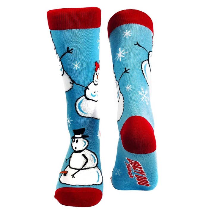 Light Blue Snow people Socks Funny Christmas Sock Snowman Santa Gift for wholesale on Faire