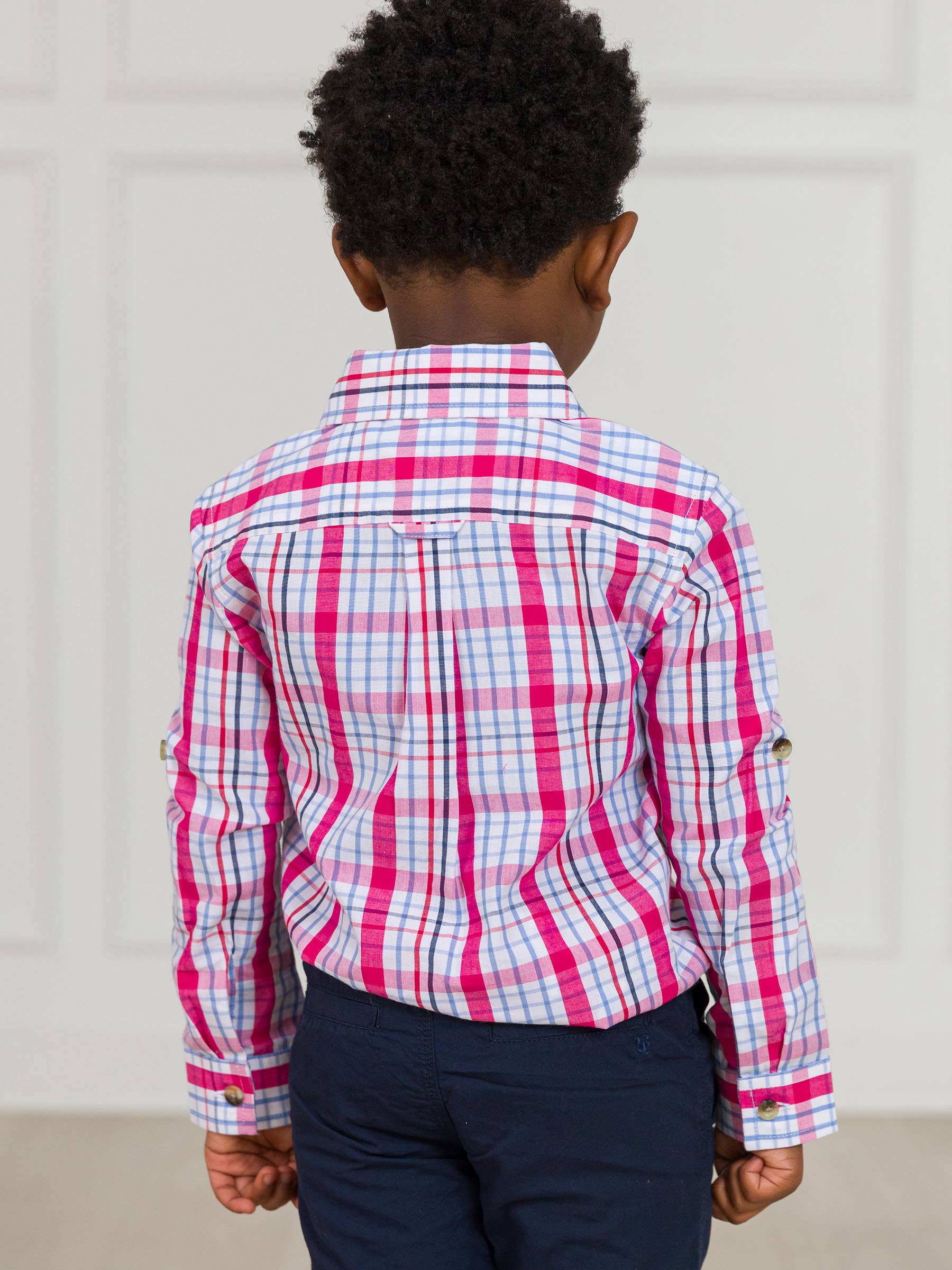 RuffleButts + RuggedButts - Vendita all'ingrosso Camicia button down - Bambini - Camicia a quadri a maniche lunghe con bottoni per ragazzi Adley1
