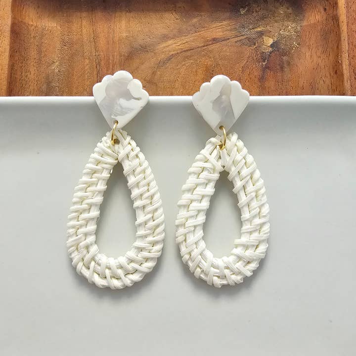 Spiffy & Splendid - Wholesale Dangle Earrings - Malia Earrings - Light Rattan // Spring, Summer, Resort