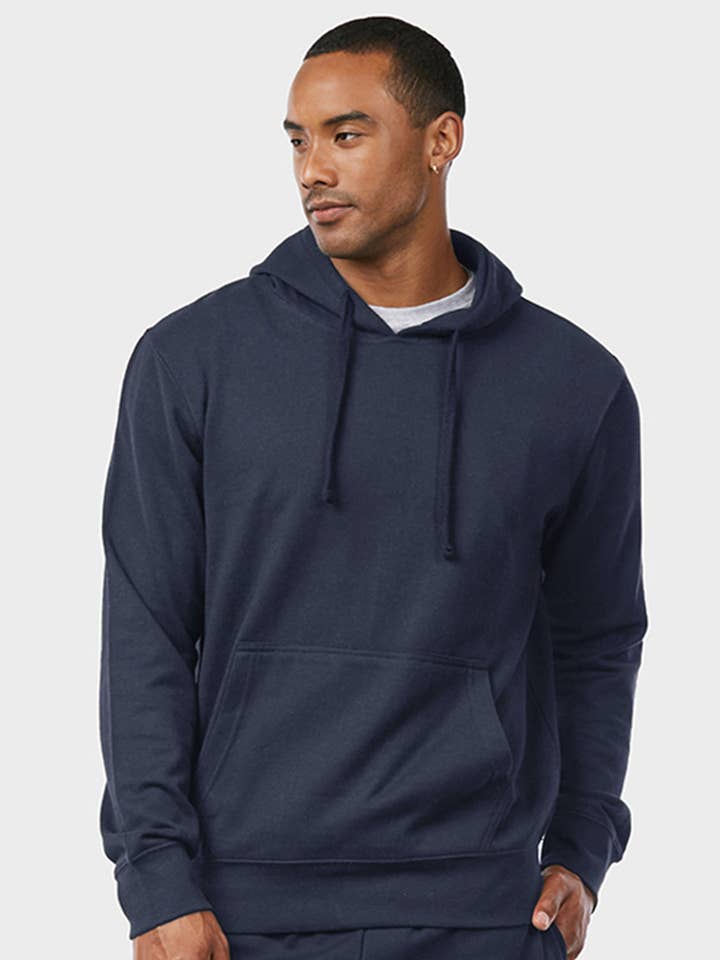 Men's Essentials Et Tu Lightweight Fabric Cotton Blend Pullover Fleece Hoodie Jacket (HD1020E_NVY) for wholesale by 247 Frenzy