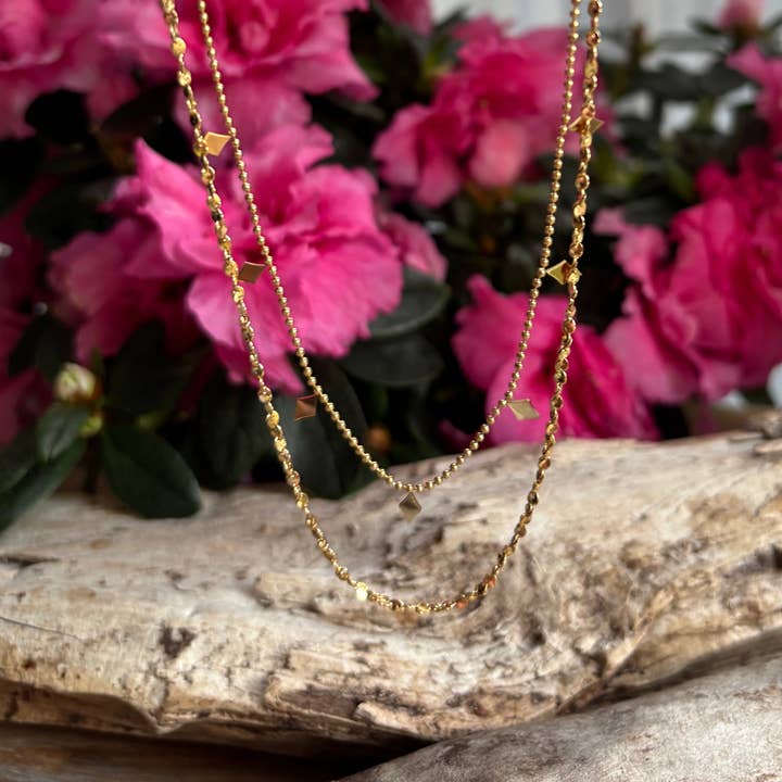 Ocean Ripples – wholesale Link & chain necklace – 18ct Gold Plated Double Chain Necklace