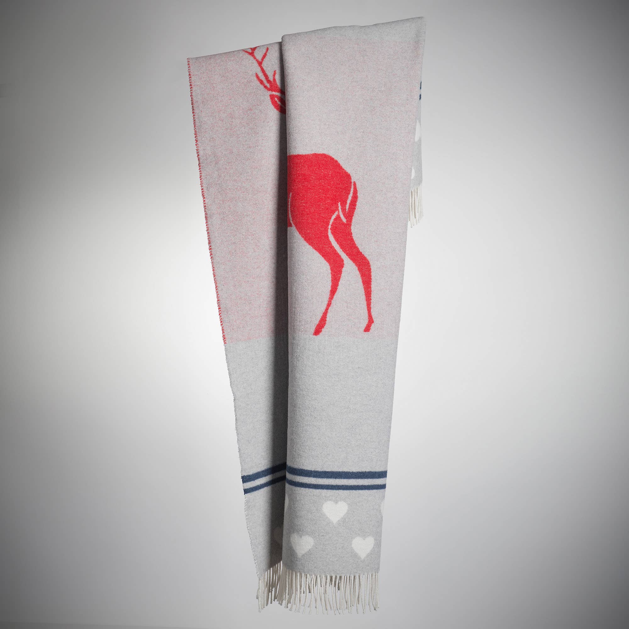 Beat Collection by Lanificio Idealtex Srl - Vente Plaids - Plaid en mélange de laine avec motif cerfs et cœurs12