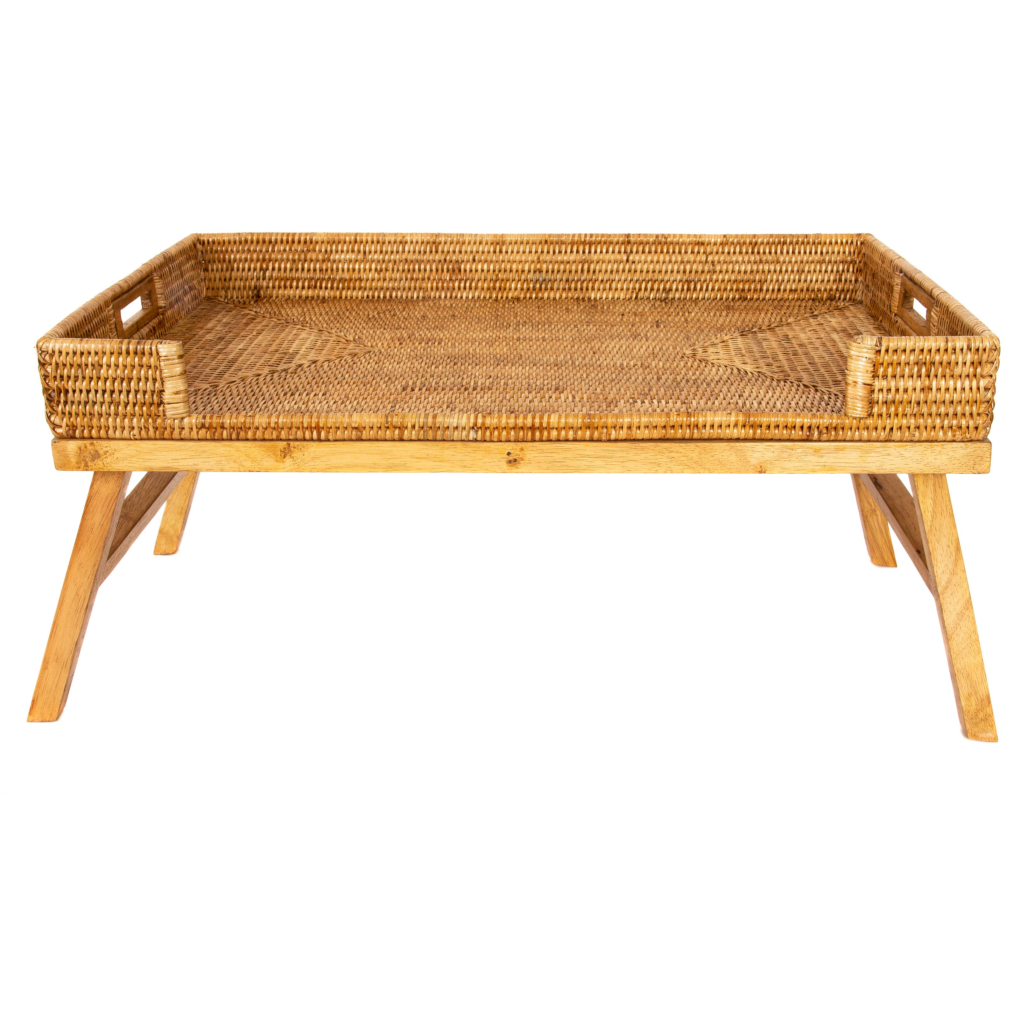 Artifacts Trading Company - Wholesale Serving Tray - Rattan Breakfast Tray Table – Folding Serving Tray0