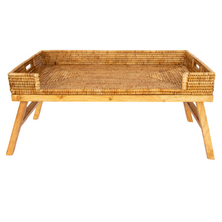 Artifacts Trading Company - Wholesale Serving Tray - Rattan Breakfast Tray Table – Folding Serving Tray