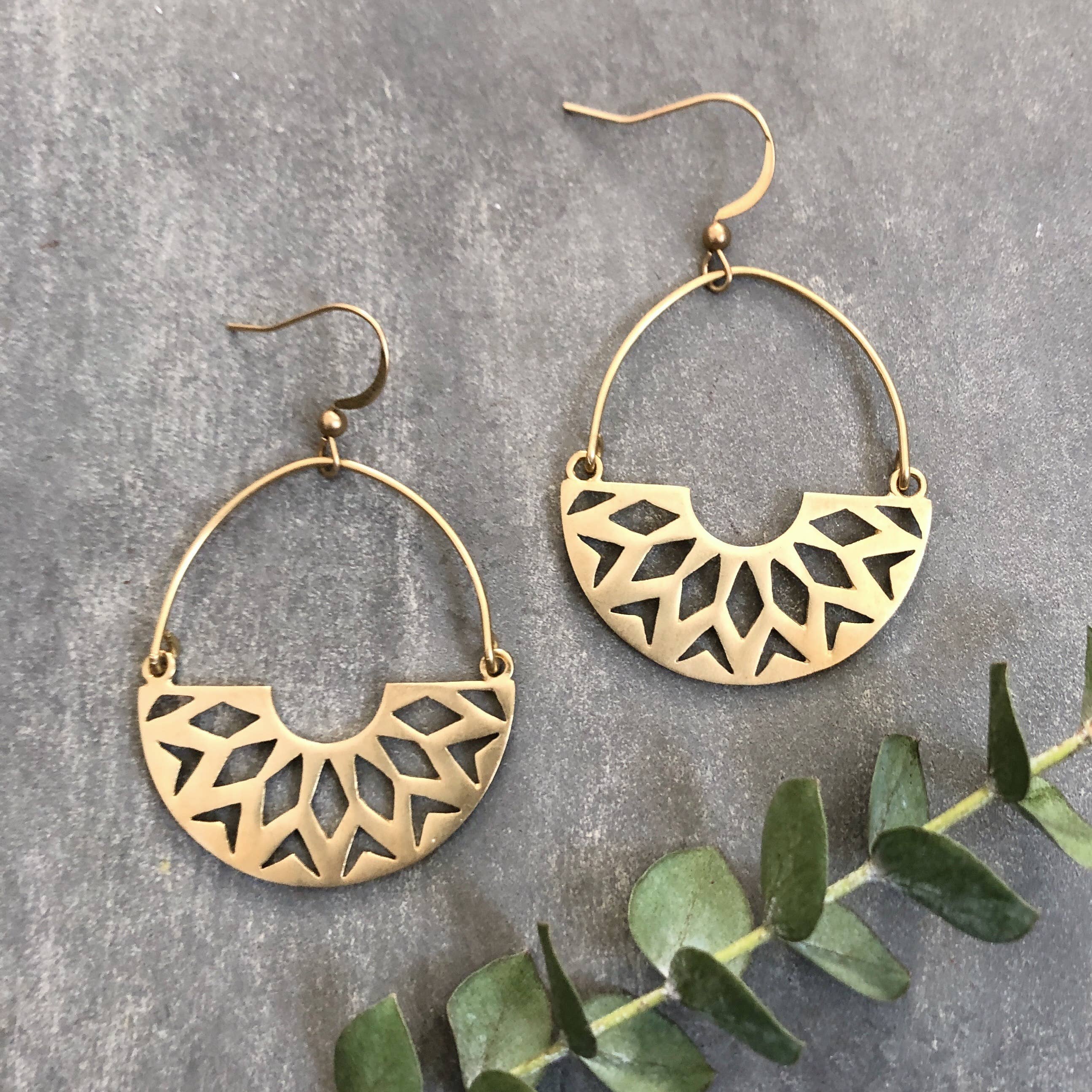 GeoMetricGem - Wholesale Dangle Earrings - Powell Earrings - Gold