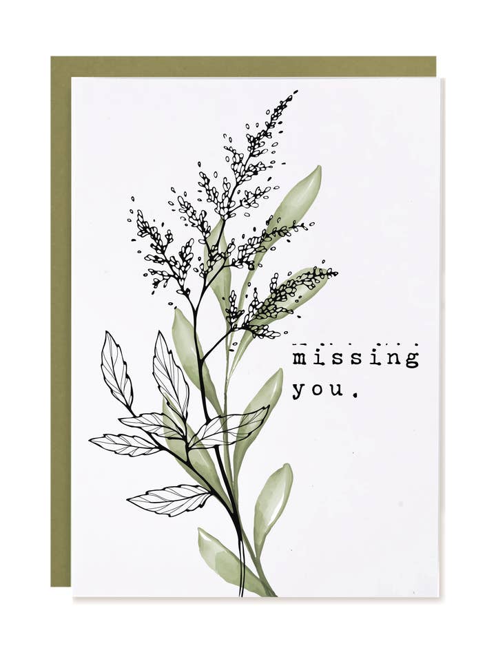 TOKA | Missing You | Cotton Rag Greeting Card for wholesale by The Card Bureau