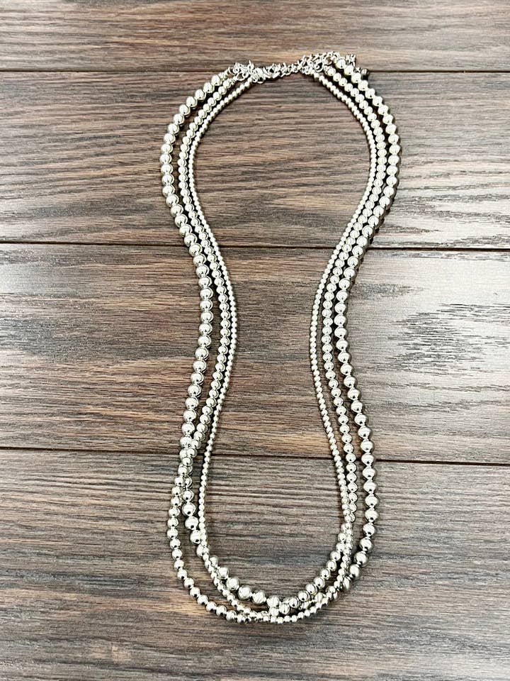 738654, Colar de Contas Navajo Prateado Feito à Mão de 30" por atacado de ISAC Trading Inc