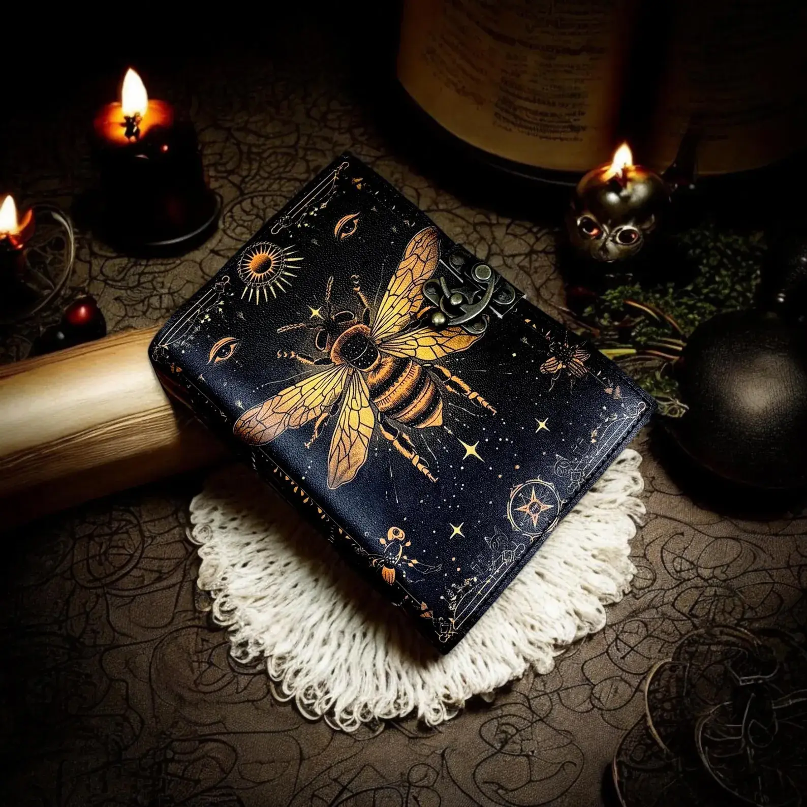 MNM HANDICRAFTS - Wholesale Journal/Diary - Mystical Bee Leather Journal | Vintage Celestial Notebook 4