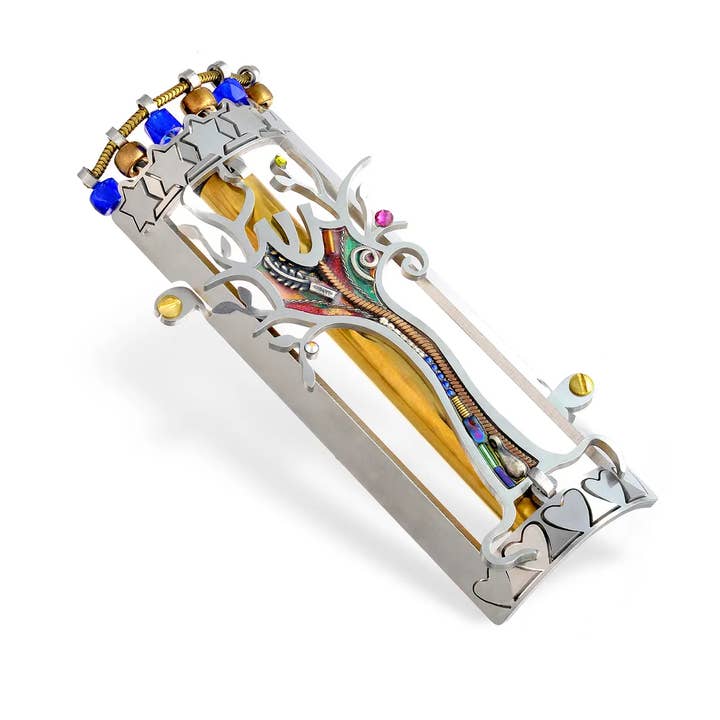 Mezuzah Seeka a figura arcuata con Albero della Vita per la vendita all'ingrosso da parte di Seeka Jewelry and Judaica