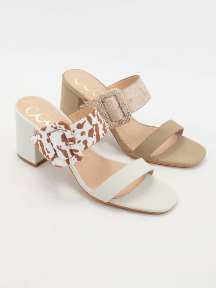 OFF WHITE SALLY DOUBLE STRAP SLIP-ON STYLE BLOCK HEEL SANDAL for wholesale on Faire8