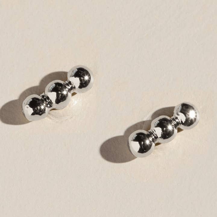 Silver Chloe Bar Studs for wholesale by Nickel and Suede