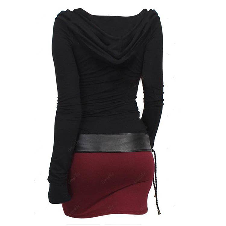 SALINA TRADING INC - Wholesale Jurk - Dames - Dames Vintage Gotische Lange Mouwen Jurk met Capuchon1