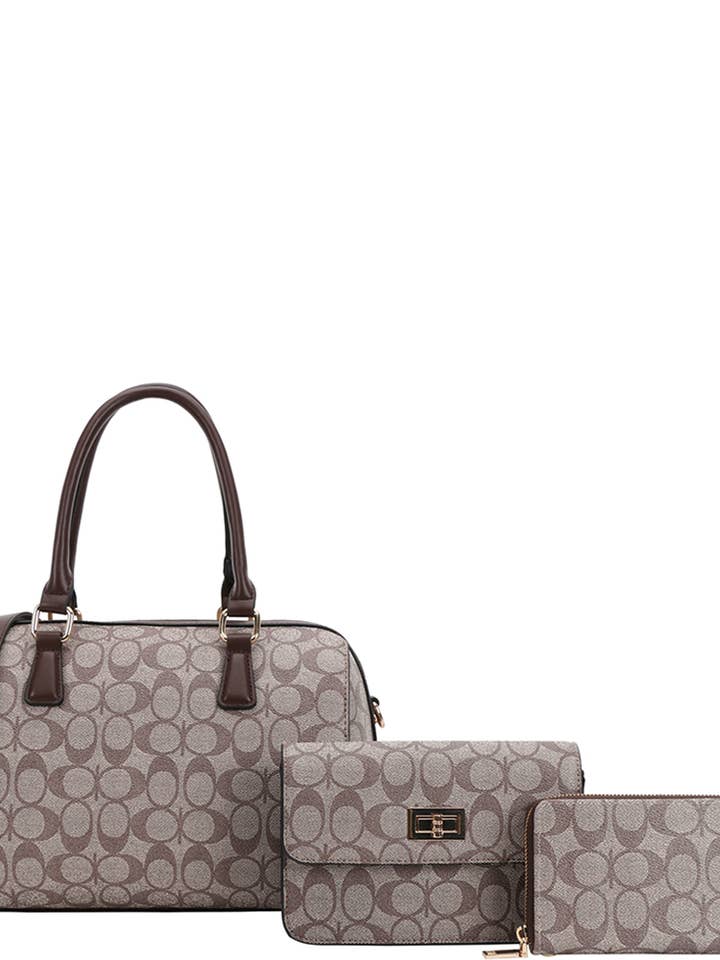 3-in-1 Ovale Satchel met Crossbody Portemonneeset XFT-8092S voor wholesale door anbfashion