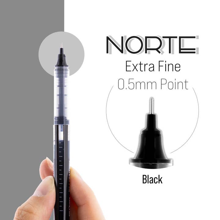 BAZIC Products - Wholesale Pen - Norte Black Needle-Tip Rollerball Pen (3/Pack)1