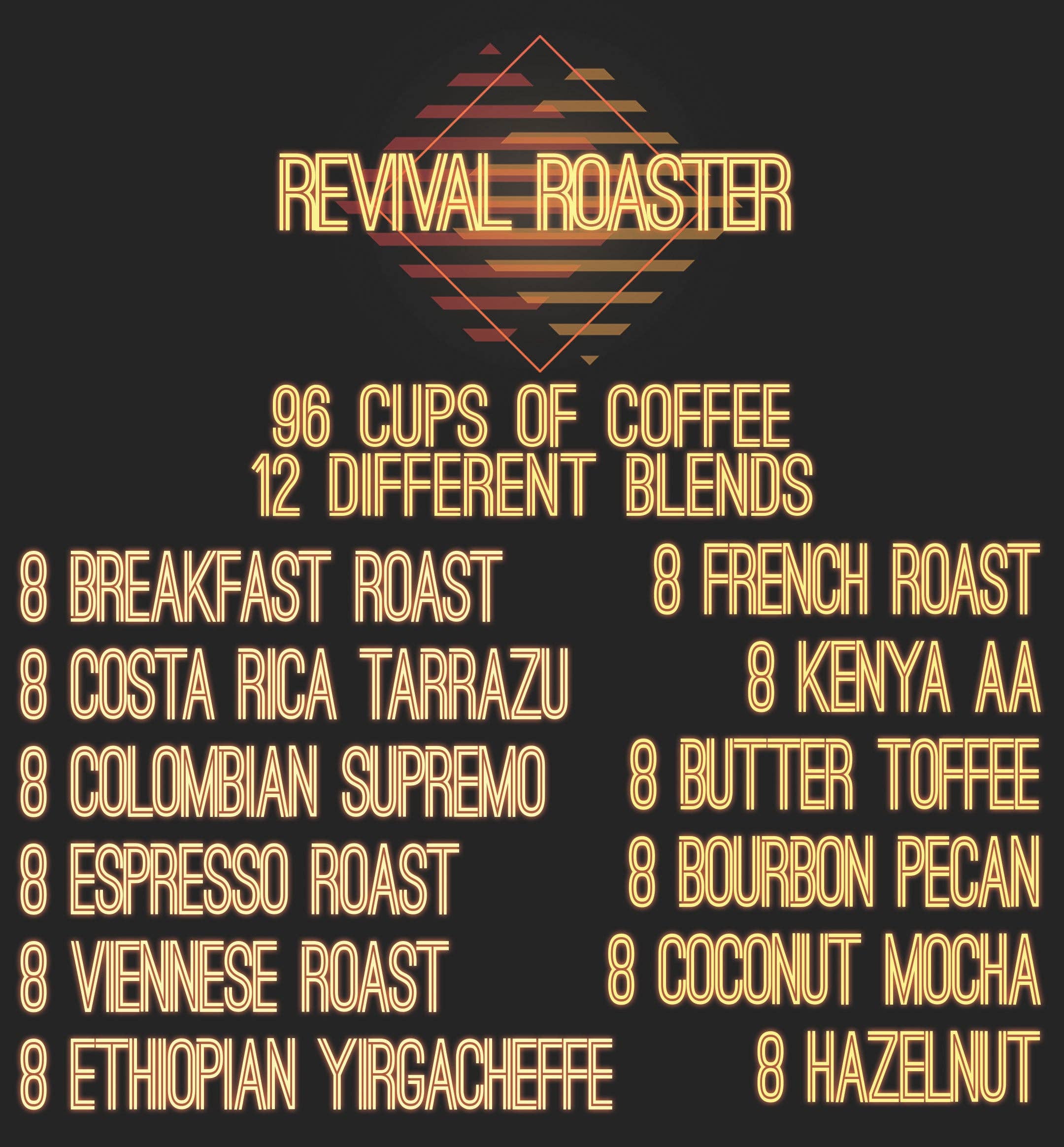 Lumina Global, Inc - Vente Café moulu - Assortiment de torréfacteurs Revival (96 points/12 saveurs différentes)3