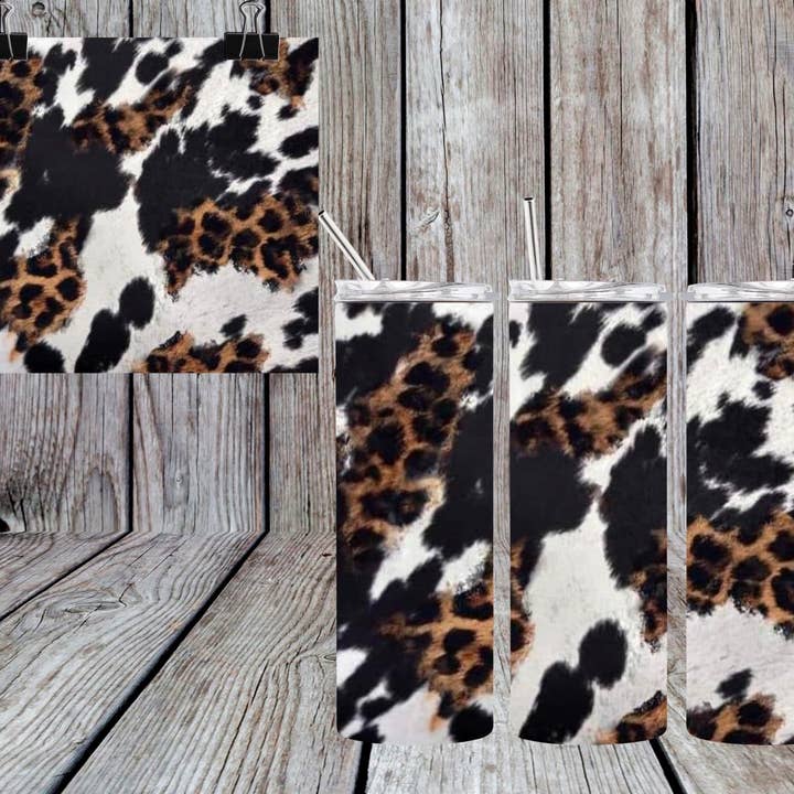 BICCHIERE IN PELLE BOVINA CON STAMPA LEOPARDATA per la vendita all'ingrosso da parte di Mama’s Grit and Grace