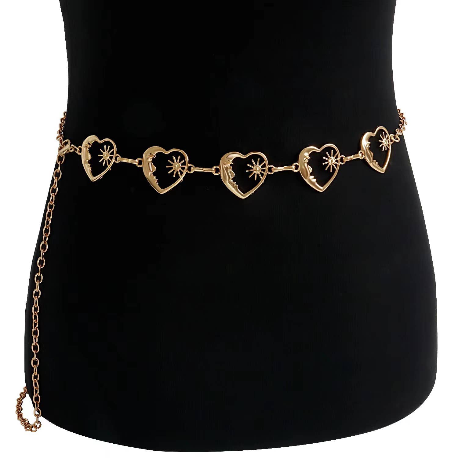 Tourtiwi - Wholesale Belt - Women's - Heart Shaped Moon and Sun Metal Waist Chain4