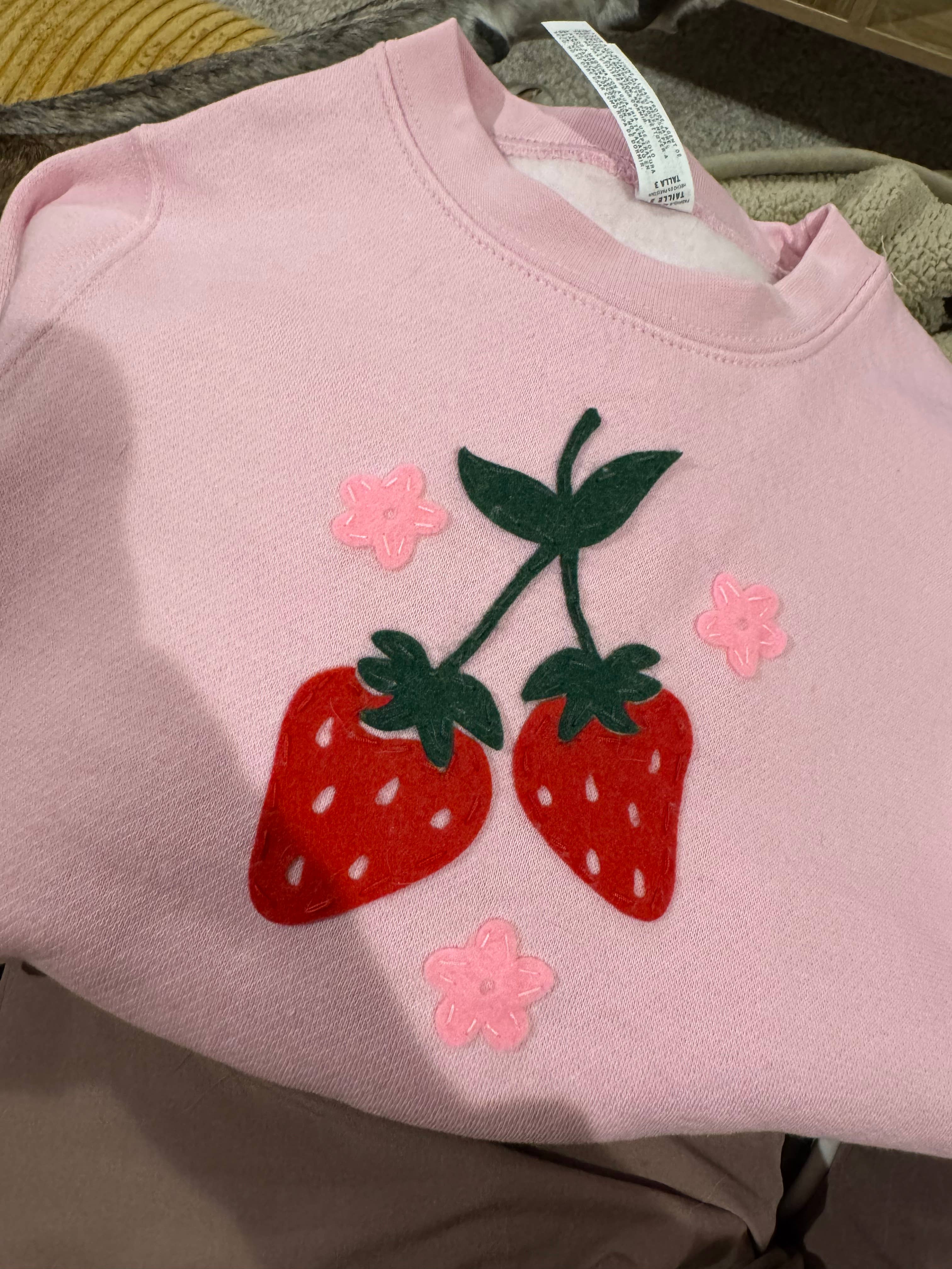 Uncommon Wild - Wholesale Hoodie - Kids - Spring Toddler Girl Embroidered Strawberry Sweatshirt 2