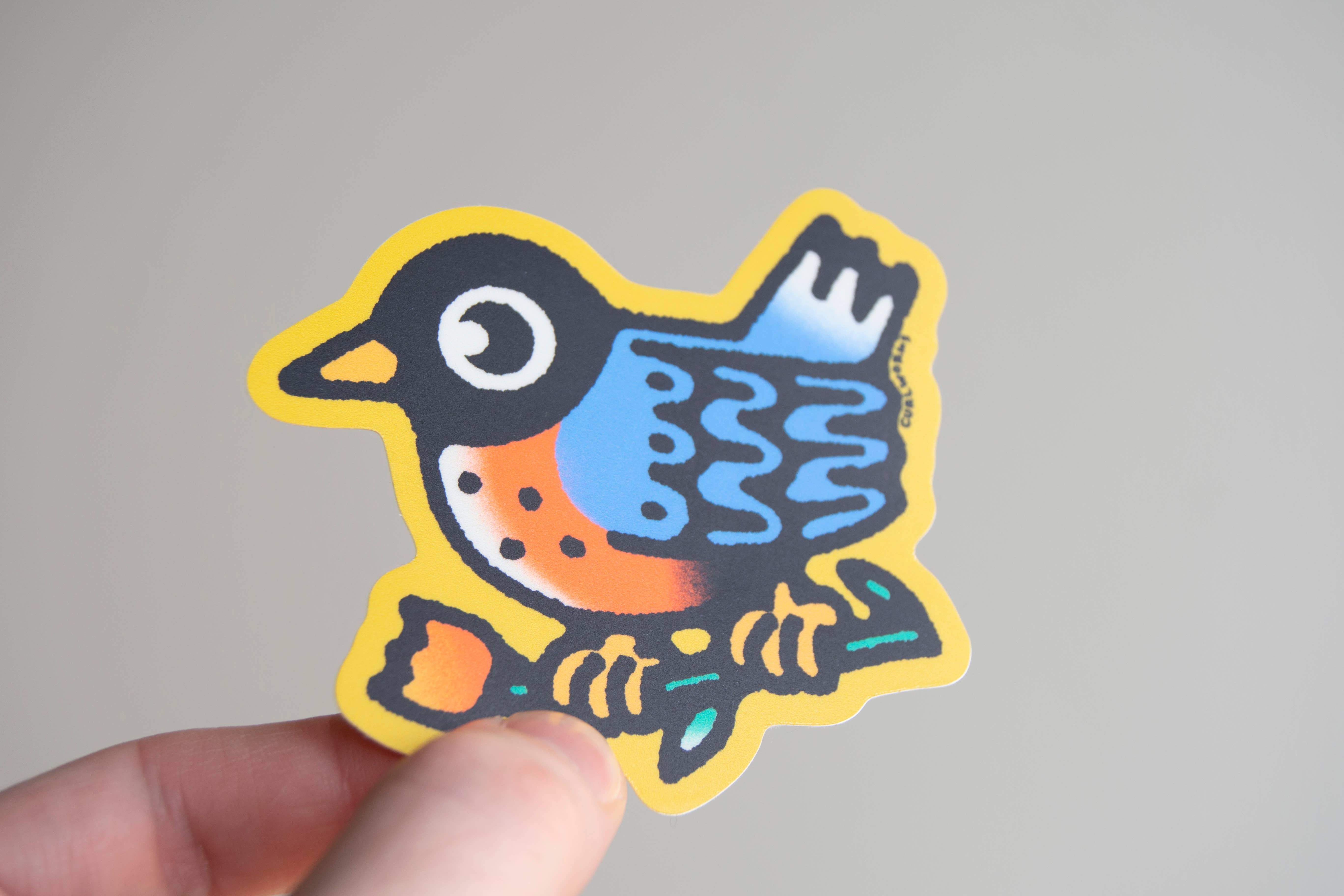 Curlworks - Wholesale Sticker - American Robin with Tulip - 3" Vinyl Sticker3