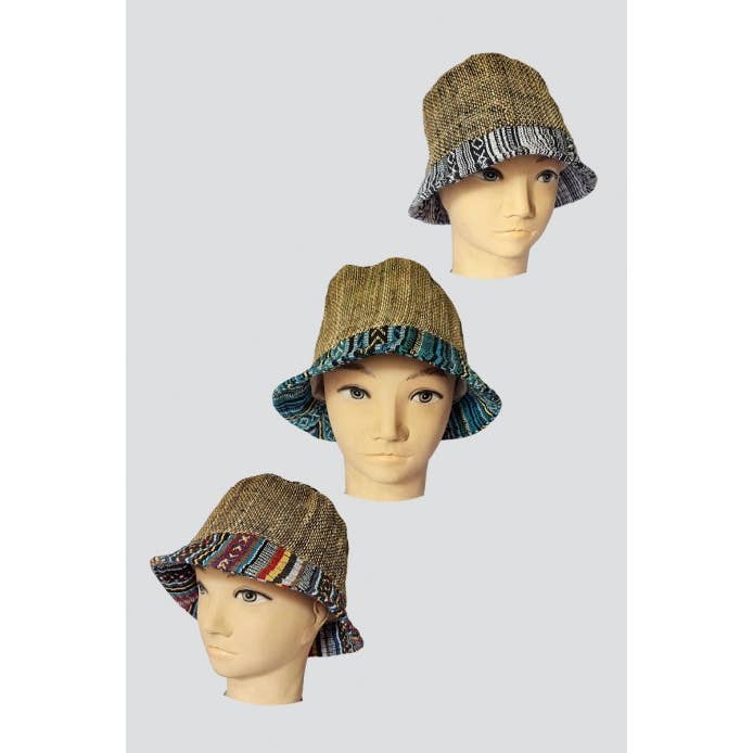 Kathmandu Imports - Venta al por mayor Gorro estilo pescador - Mujer - Sombrero de cáñamo con forma de cubo (HAT-94)