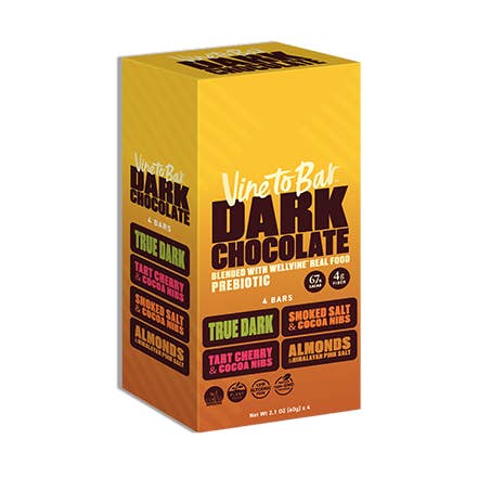 Boîte de bibliothèque de 4 barres de 60g - Une de chaque saveur x 12 pour la vente par Vine to Bar Chocolate