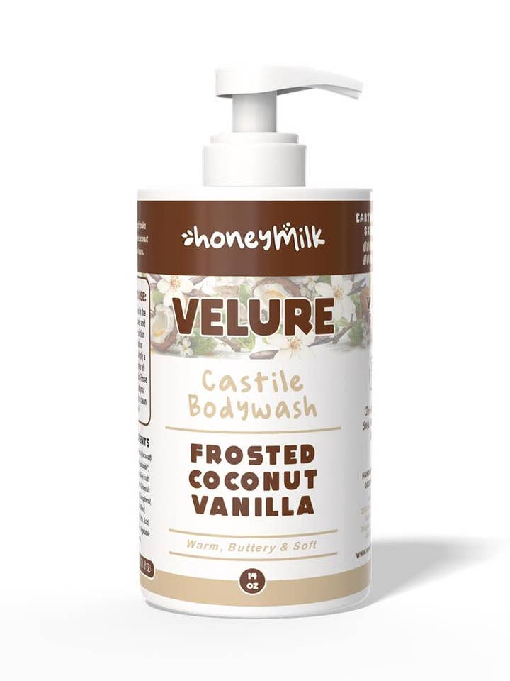 VELURE (Vanilje & Kokos) Castile Bodywash for engroshandel hos HoneyMilk