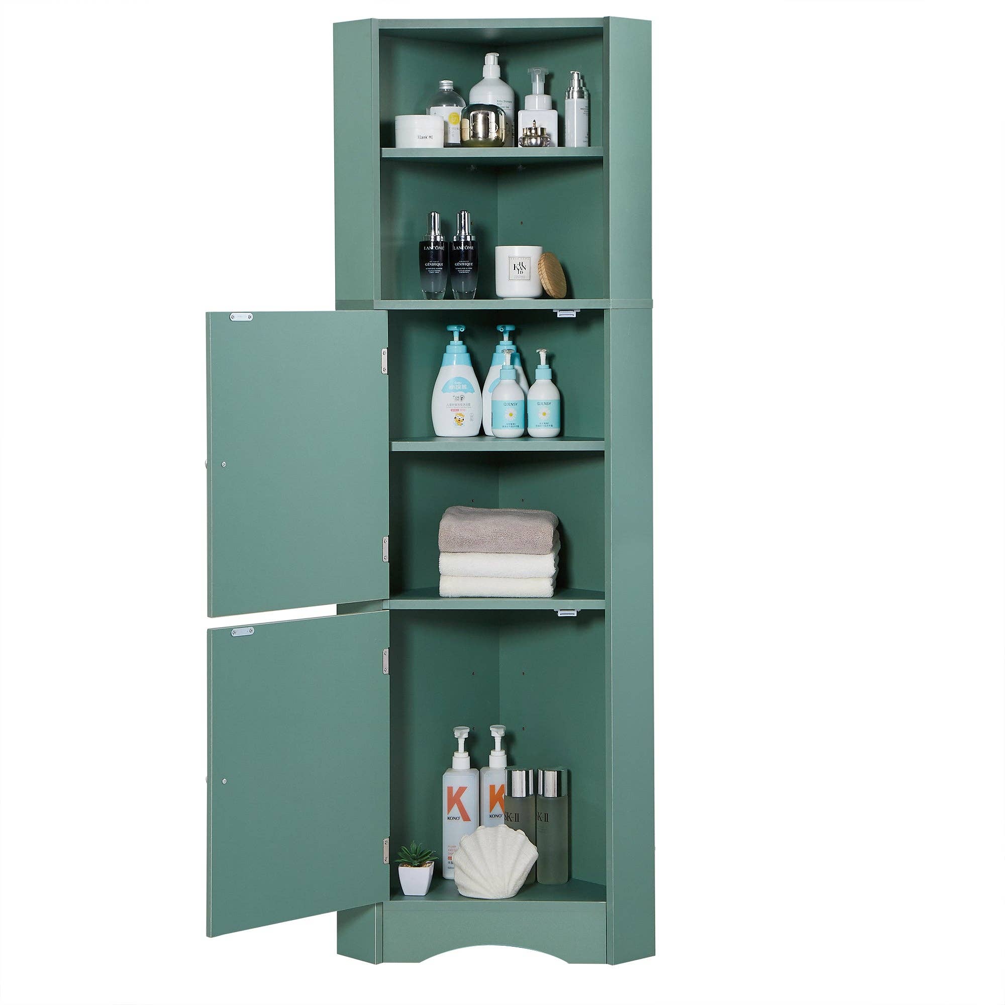 Orange County Decor - Wholesale Cabinet - Tall Bathroom Corner Cabinet, Freestanding Storage Cabinet With Doors And Adjustable Shelves, Mdf Board, Green Green Mdf7