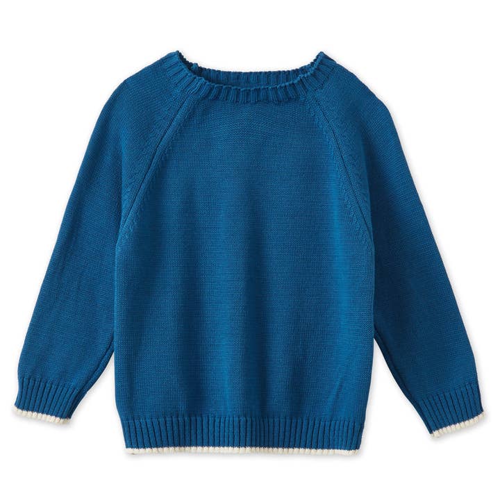 Fjord Blue Organic Cotton Nordic Knit Pullover for wholesale on Faire2