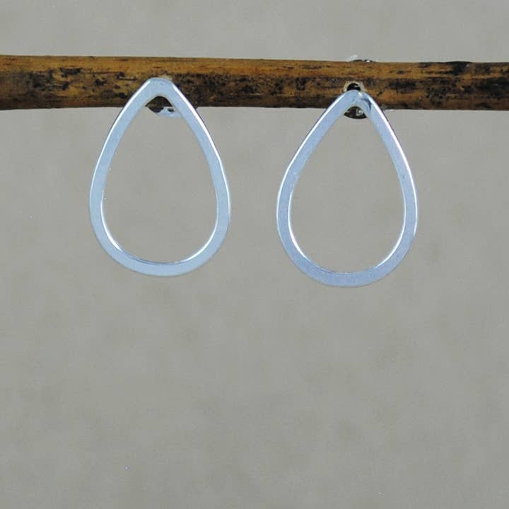 Medium Teardrop Stud Earrings - Sterling Silver for wholesale by Cameron Kruse Designs