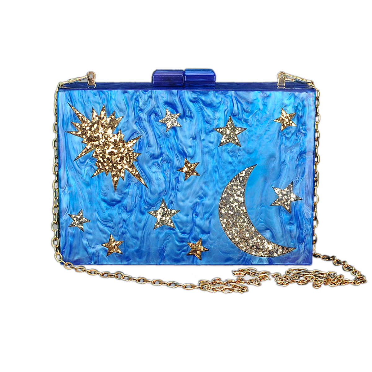 Betsy Dare - Wholesale Clutch Bag - Women's - Blue Stargazer Acrylic Cyndi Clutch3