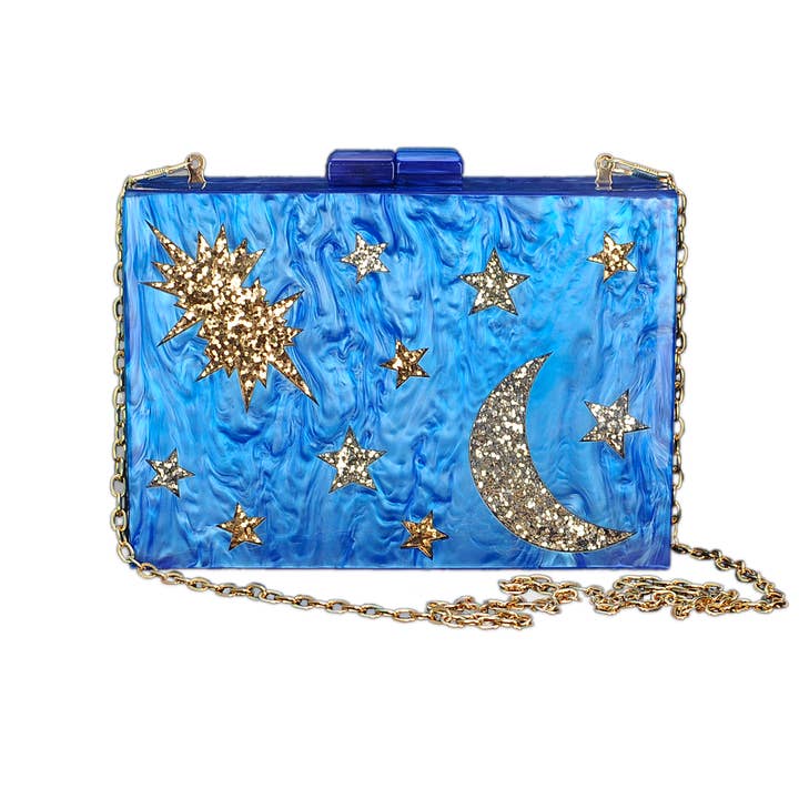 Betsy Dare - Wholesale Clutch Bag - Women's - Blue Stargazer Acrylic Cyndi Clutch3