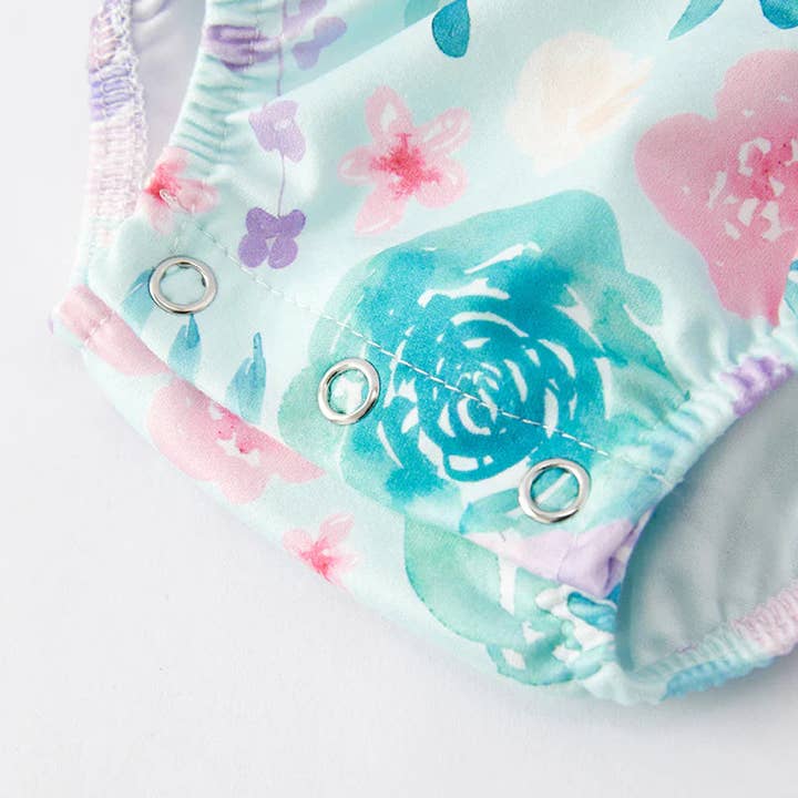 Auraquise - Wholesale Bodysuit (Non-Footed) - Baby - Baby Girls Floral Pink Plaid Summer Bubbles Romper4