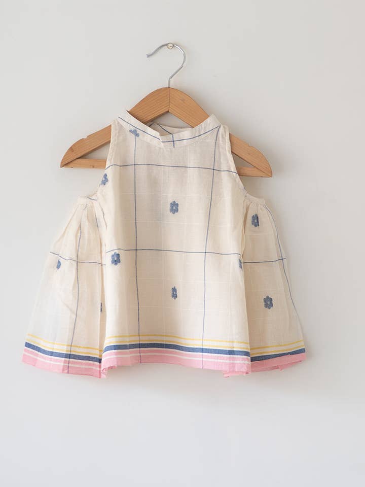 Love The World Today - Wholesale T-Shirt - Kids - Lullaby Skies Halter Top in Handwoven Cotton Jamdani Weave0