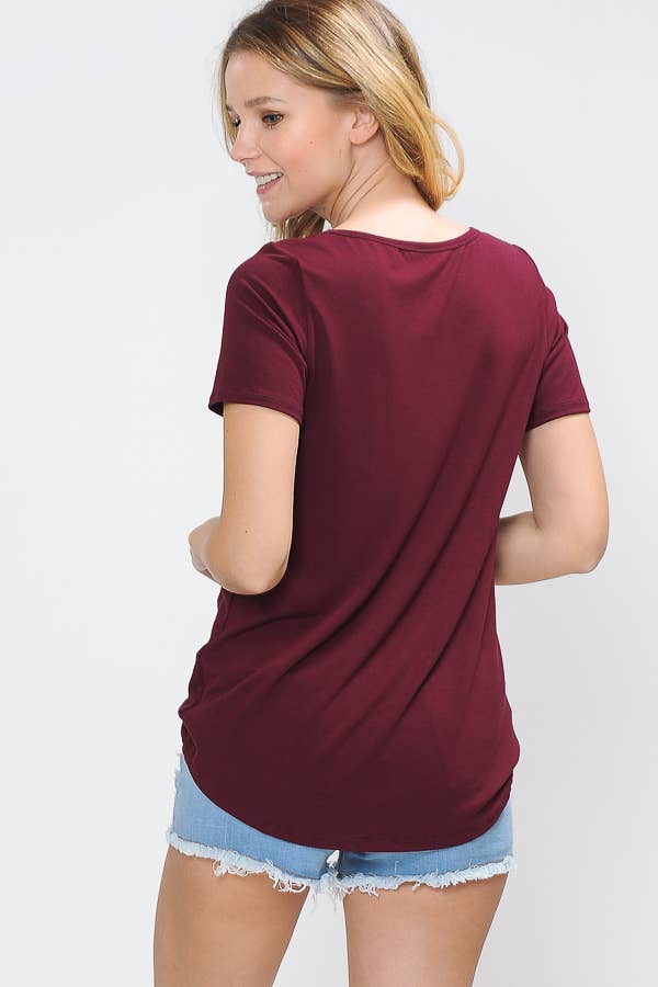 Burgundy Apparel - Wholesale Knit Top - Women's - CRISS CROSS SHORT SLEEVE TOP7