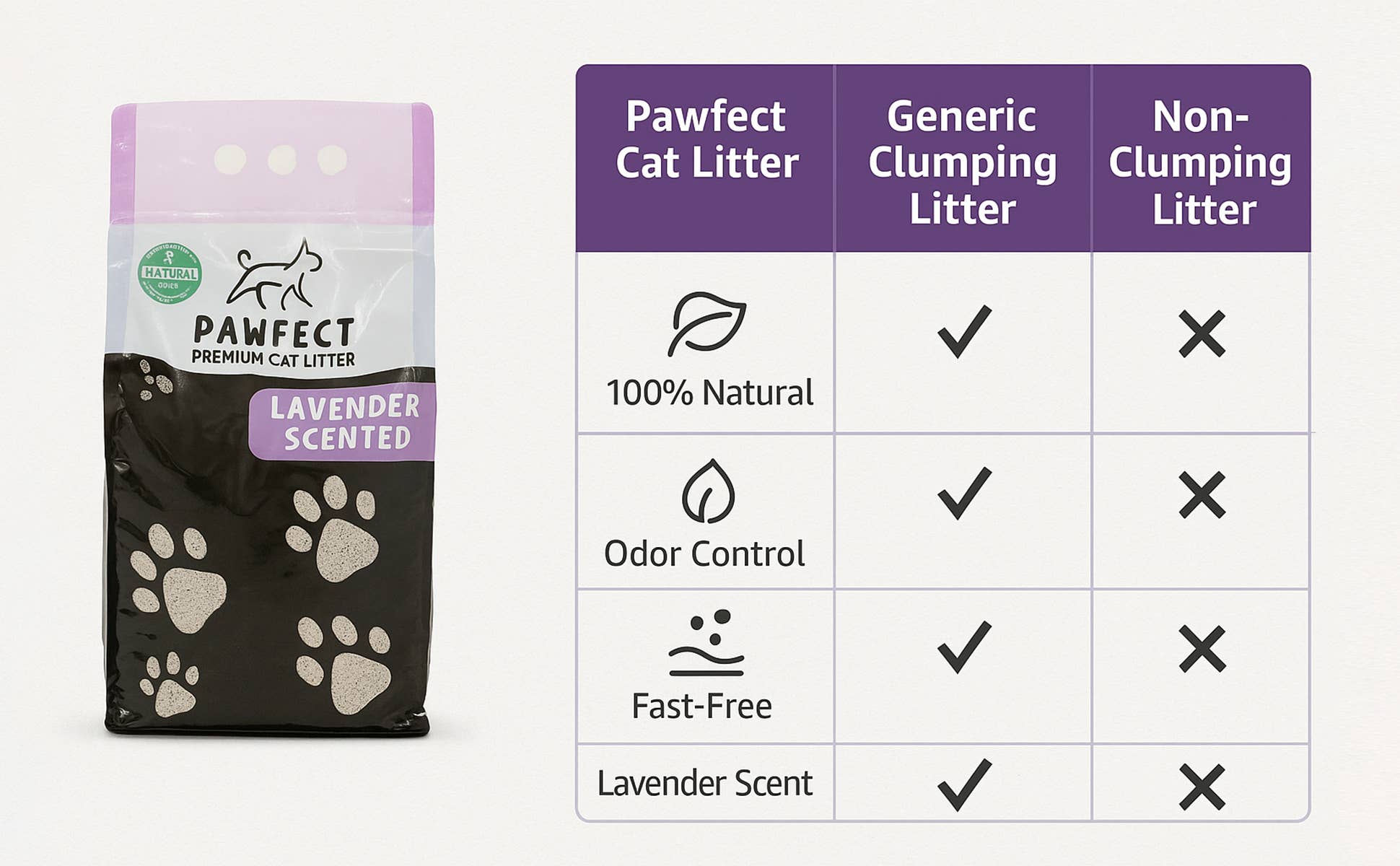 Pawfect Premium Cat Litter – wholesale Cat litter – Lavender Scented Clumping Cat Litter–17.2 lb / 9L, Dust-Free11