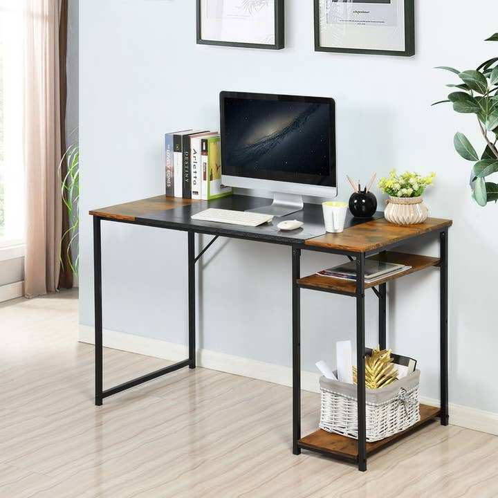47in Computer Desk with Shelves, Brown/White for wholesale by 39F Inc.