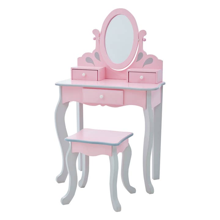 Little Princess Rapunzel Play Vanity Set - Pink / Grey for wholesale by Teamson