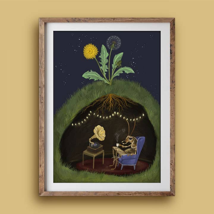 Anna Seed Art - Wholesale Art print - Art Print - Cricket at Home - Quirky illustration, wall art1